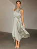 Robe Longue À Une Épaule Robe Décontractée Sans Manches Longueur Au Sol