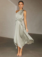 Robe Longue À Une Épaule Robe Décontractée Sans Manches Longueur Au Sol