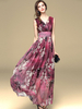 Robe longue 2021 Mousseline de soie robe Maxi avec une impression de grandes fleurs