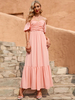 Robe Longue avec Bretelles Coupe Cintrée Bas Evasée Unicolore