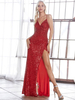 Robe longue bordeaux à paillettes robe fourreau paillettes col en V rouge dos nu robes longues
