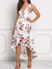 Robe longue en chiffon imprimé fleuri devant court et derrière long col V