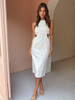 Robe Longue en Mousseline Femme à Col Rond avec Bretelles Coupe Cintrée à Lacets Unicolore Robe Eté Sexy