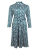 Robe Longue en Mousseline Imprimé à Col Montant avec Manches Longues Coupe Cintrée Bicolores Robe Femme