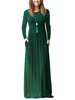 Robe Longue en Mousseline Robe Droite avec Poches à Col Rond avec Manches Longues Coupe Cintré Bas Evasée Unicolore Robe de Plage