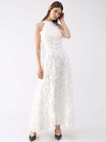 Robe longue en plumes Halter sans manches A-Line Robes de bal élégantes