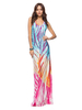 Robe longue en polyester impression avec col U