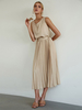 Robe Longue Femme à Col Rond avec Bretelles Coupe Cintrée Bas Evasée Unicolore