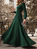 Robe Longue Femme à Col V Mousseline avec Ceinture à Lacets avec Les Manches Longues Bas Evalée à Soirée Robe Longue Femme