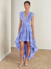 Robe Longue Femme à Traîne avec Bretelles à Col Décolleté en V Coupe Cintrée Creusant Bas Evasée avec Volants Unicolore Robe Maxi