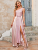 Robe Longue Femme avec Bretelle Coupe Cintrée à Lacets avec Fente Unicolore