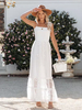 Robe Longue Femme avec Bretelles à Col Carré Coupe Cintrée Bas Evasée Unicolore Robe Maxi