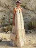 Robe Longue Femme avec Bretelles à Col Décolleté Bas Evasée Unicolore Robe Maxi