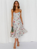 Robe Longue Femme avec Bretelles à Col Décolleté Coupe Cintrée Bas Evasée