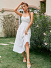 Robe Longue Femme avec Bretelles à Col Décolleté Coupe Cintrée Bas Evasée Unicolore