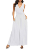 Robe Longue Femme avec Bretelles à Col Décolleté en V Coupe Cintrée avec Poches Unicolore Bas Evasée Unicolore Robe de Plage Robe Maxi
