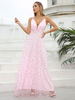 Robe Longue Femme avec Bretelles à Col Décolleté en V Coupe Cintrée Bas Evasée Bicolores