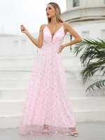 Robe Longue Femme avec Bretelles à Col Décolleté en V Coupe Cintrée Bas Evasée Bicolores