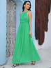 Robe Longue Femme avec Bretelles à Col Rond Coupe Cintrée Bas Evasée Unicolore