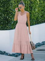 Robe Longue Femme avec Bretelles à Col V Coupe Cintrée Bas Evasée Bas Evasée