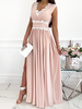 Robe Longue Femme avec Bretelles à Col V Coupe Cintrée Bas Evasée Bicolores