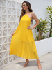 Robe Longue Femme avec Bretelles avec Epaule Dénudée Coupe Cintrée Bas Evasée Unicolore