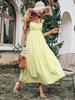 Robe Longue Femme avec Bretelles avec Volantes Coupe Cintrée Bas Evasée Unicolore Robe Maxi
