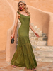 Robe Longue Femme avec Bretelles Coupe Cintrée Bas Evasée Unicolore