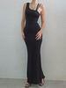 Robe Longue Femme avec Bretelles Coupe Cintrée Unicolore