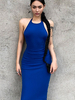 Robe Longue Femme avec Bretelles Coupe Cintrée Unicolore Robe Sexy