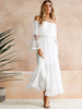 Robe Longue Femme avec Manches Longues Coupe Cintrée Bas Evasée Robe Maxi