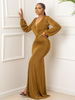 Robe Longue Femme avec Manches Longues Coupe Cintrée Unicolore