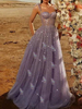 Robe Longue Femme en Mousseline avec Bretelles à Col Décolleté Coupe Cintrée Bas Evasée Unicolore Robe de Soirée