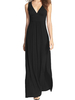 Robe Longue Femme Eté Sexy avec Bretelles à Col Décolleté en V Coupe Cintrée Bas Evasée Unicolore Robe Eté Robe de Plage