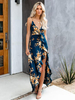 Robe Longue Femme Imprimé avec Bretelles à Col Décolleté en V Coupe Cintrée avec Fente
