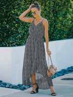 Robe Longue Femme Imprimé avec Bretelles à Col V Coupe Cintrée Bas Evasée