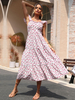 Robe Longue Femme Imprimé avec Bretelles Coupe Cintrée Bas Evasée
