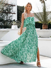 Robe Longue Femme Imprimé avec Epaule Dénudée Coupe Cintrée avec Fente Bicolores