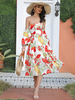Robe Longue Femme Imprimé avec Manches Longues Amples avec Epaule Dénudée Coupe Cintrée Bas Evasée