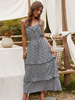 Robe Longue Femme Sans Manches à Col V Coupe Cintrée Elastique Imprimé Les Fleurs Bas Evasée Robe Longue