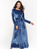 Robe Longue Femmes avec Manches Longues à Col Rond Coupe Cintrée à Lacets en Velours Côtelés bas Evasée
