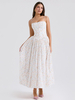 Robe Longue Fleurie À Bretelles Élégant Plissée Vintage Chic Femme