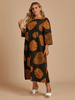 Robe longue grande taille col bijou manches 3/4 imprimé floral robe longue jaune