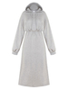 Robe longue grande taille pour femme gris clair à capuche manches longues en tricot côtelé à revers