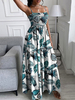 Robe Longue Imprimé Femme avec Bretelles à Col Carré Coupe Cintrée Bas Evasée Robe Maxi