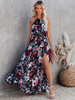 Robe Longue Imprimé Femme avec Bretelles avec Epaule Dénudée Coupe Cintrée avec Fente Robe Maxi