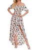 Robe Longue Imprimé Femme avec Manches Mi-longues Coupe Cintrée avec Fente Robe Femme