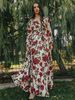 Robe Longue Imprimé Fleurie Rose Femme à Col Rond avec Manches Longues Amples Coupe Cintrée à Lacets Bas Evasée Bicolores Robe Eté Robe de Plage Robe Maxi