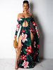 Robe Longue Imprimé Rayures à Col Décolleté avec Manches Longues Coupe Cintrée avec Fente Bicolores Robe de Plage Robe Maxi