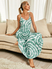 Robe Longue Imprimé Robe Maxi Femme avec Bretelles à Col Rond avec Poche Bas Evasée Bicolores Robe Droite Robe Eté